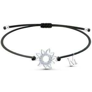 Bransoletka na sznurku słońce z cyrkoniami