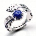 Pierścionek srebrny regulowany naturalny kamień lapis lazuli